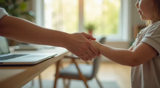 Représentation symbolique de la transmission de patrimoine avec confiance et sérénité entre générations